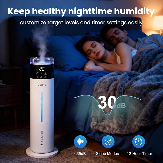 Large Humidifier for Bedroom, 8L/2.1Gal Ultrasonic Cool Mist, Remote control,Easy Clean with 350ML/H Large Mist Speed, Suitable for Kids Room Plant Yoga Study Room Office (White)