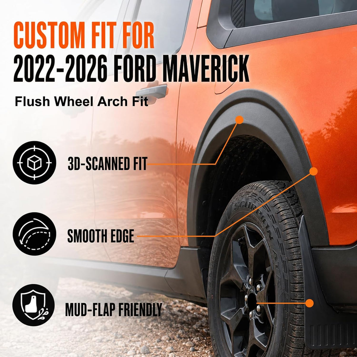 Mabett Fender Flares for 2022-2026 Ford Maverick Accessories