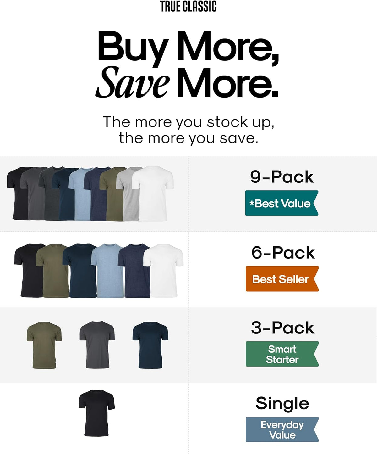 True Classic Men's T-Shirts - Short Sleeve Crew Neck Cotton Blend Tees for Comfort & Style