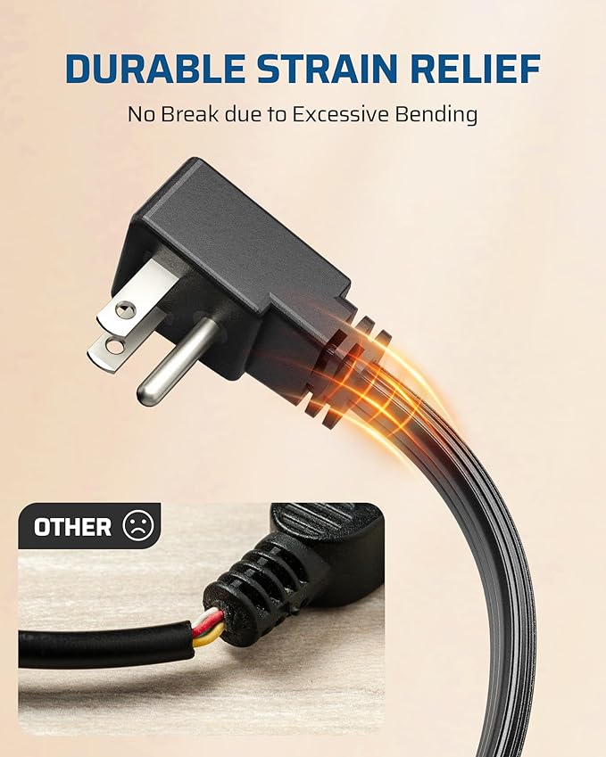 DEWENWILS 3FT Extension Cord with 3-Prong Flat Plug, 15A/1875W 14/3 SPT-3 Flat Wire, Space Saving for Home Office Appliances & Electronics, ETL Listed, 2 Pack, Black