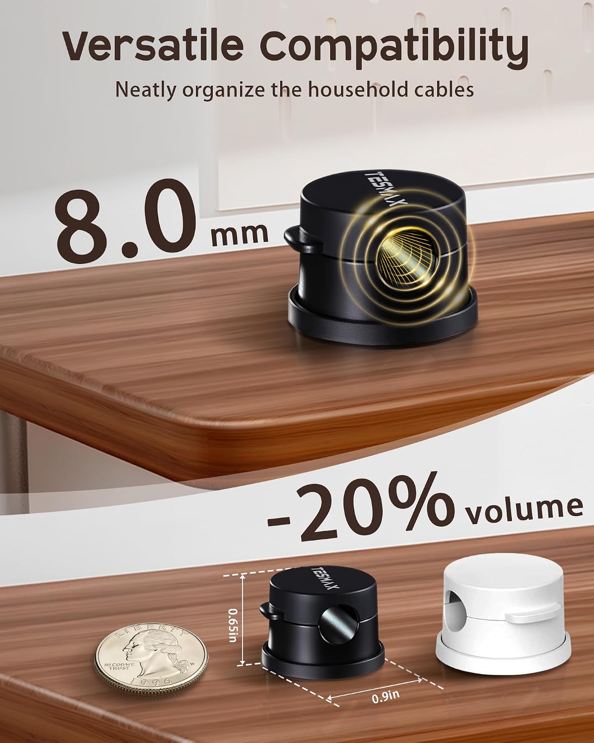 12Pack Magnetic Cord Holder 360° Rotating, 1s Lock Adhesive Desk Organizers