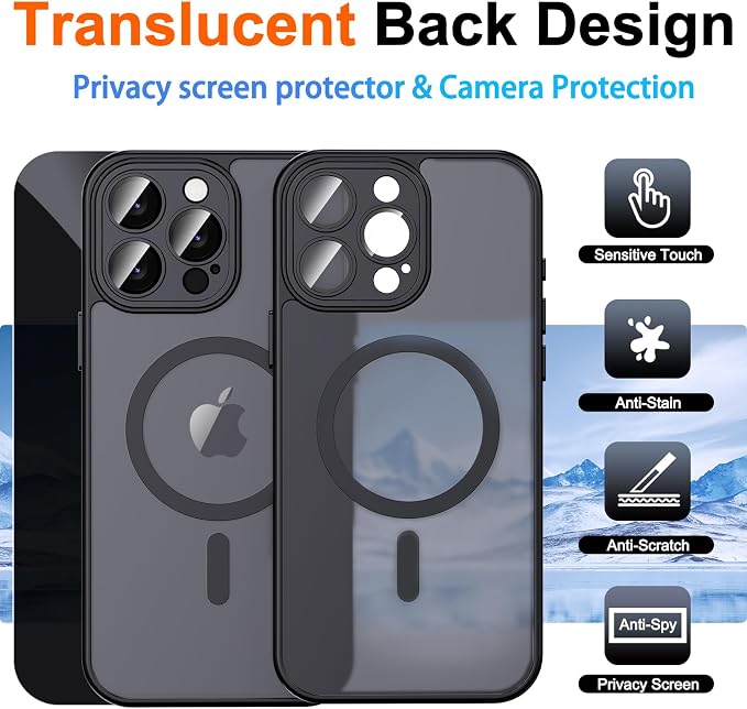 for iPhone 14 Pro Case with Privacy Screen Protector and Camera Protection
