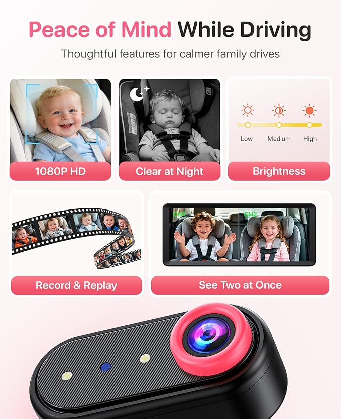 Luckview BM5 MAX 1080P HD Dual Baby Car Camera