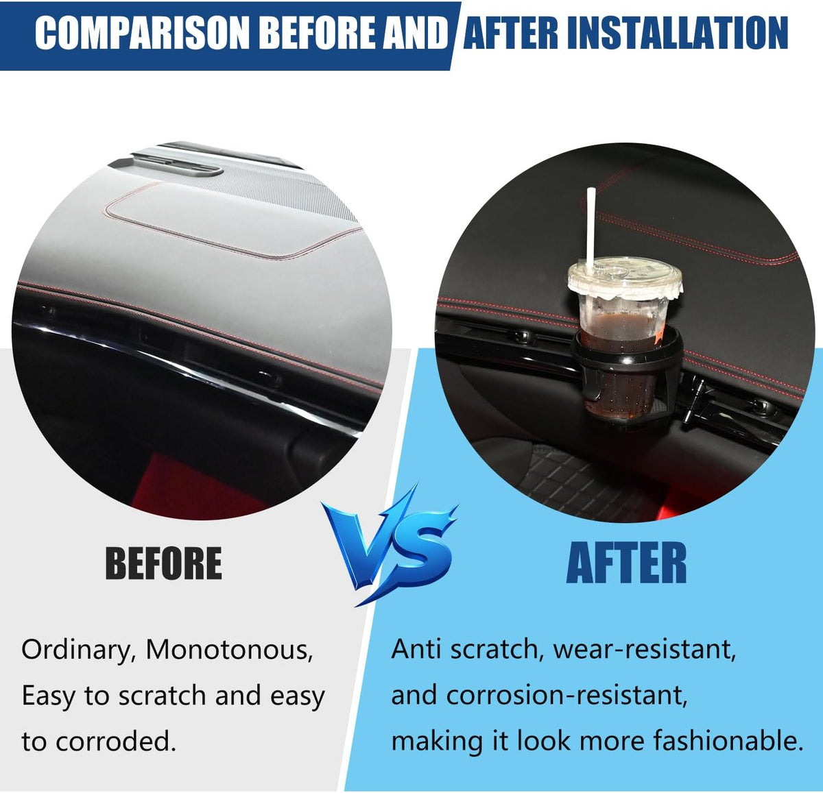 Car Cup Holder for Corvette C8 Stingray Z51 2020+,for C8 Z06 2023+/E-ray 2024+,Center Console Dashboard Expander Mug Drink Holder Insert Door Expansion CupHolders Water Bottle Accessories