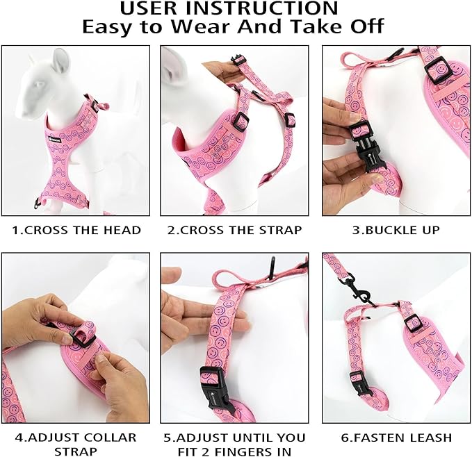 Dog Cat Harness and Leash Set, Puppia Soft Mesh Padded and Adjustable Puppy Vest Cute Dog Clothes Escape Proof Easy Walk Pet Accessories