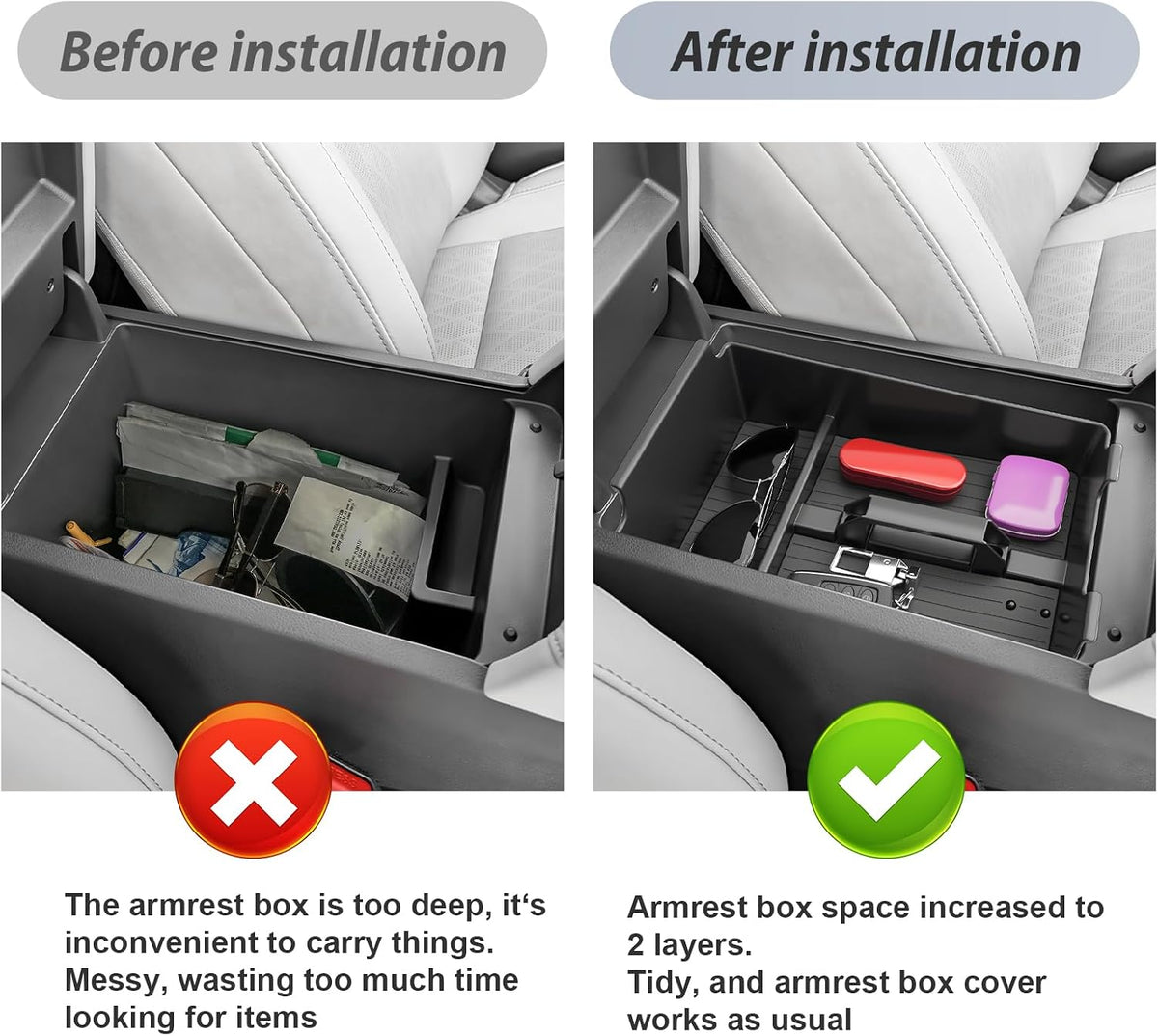 SKTU 2Pack for 2025-2027 Nissan Murano Center Console Organizer Durable