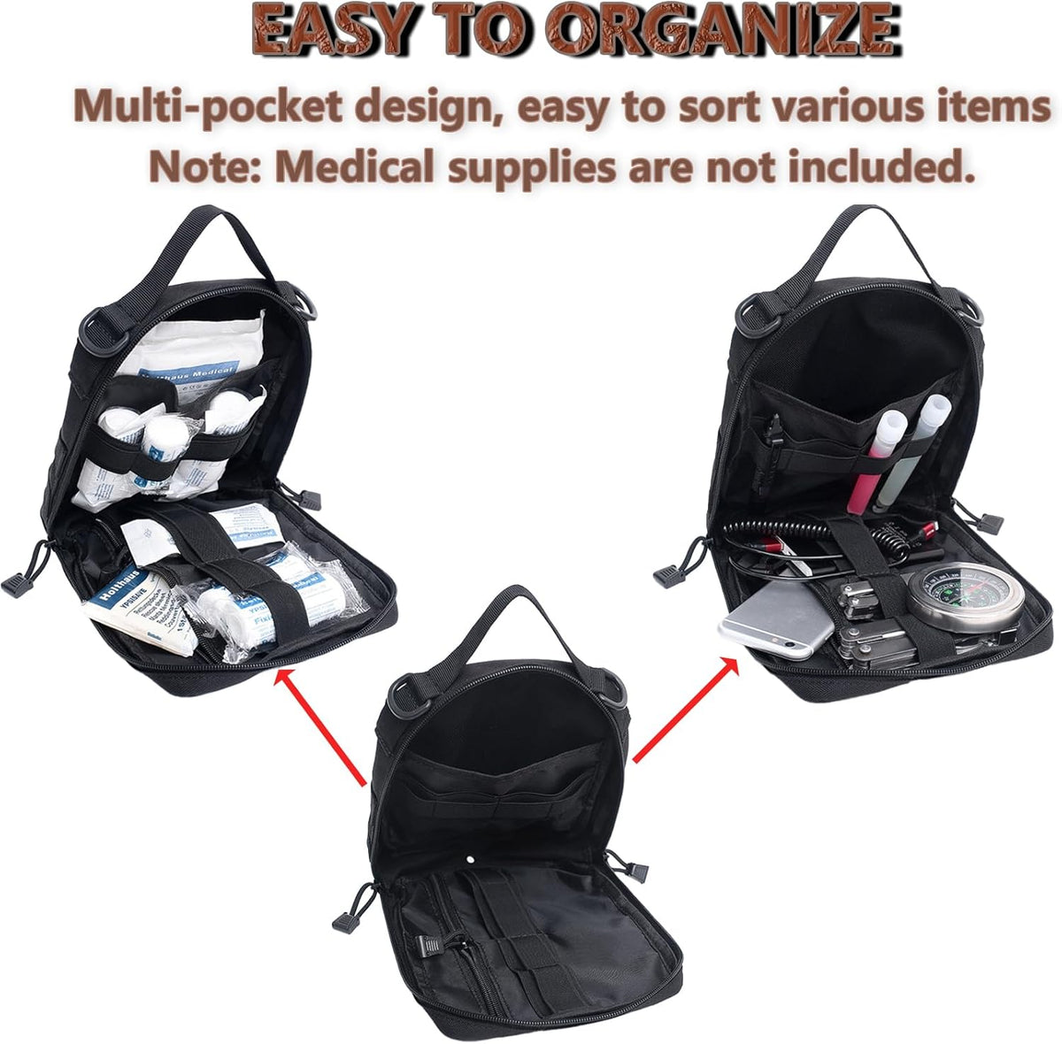 Skiennix Tactical Molle Pouch - Compact Black Camo EDC Utility Gear for Military Carry