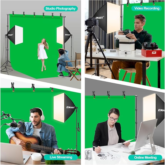 EMART Photography Lighting Kit, 10 x 10 FT Backdrop Stand Heavy Duty