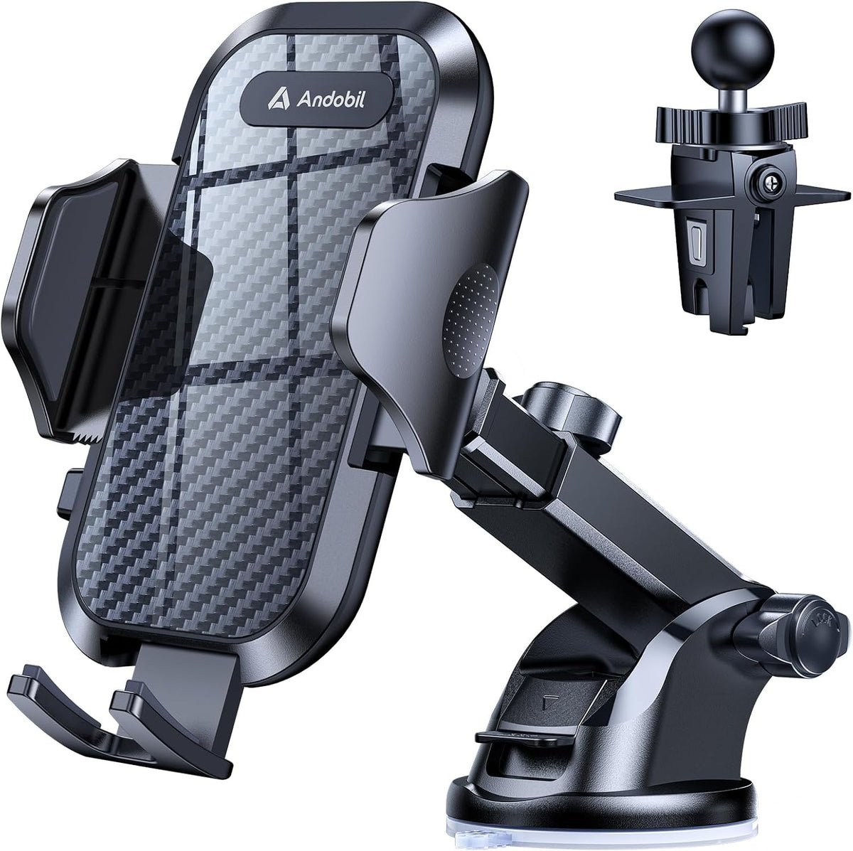andobil Car Phone Holder, 2026 Military-Grade 89lbs Strongest Suction Phone Holders for Your Car Dashboard/Windshield/Vent Easy Clamp Car Phone Mount Stand for iPhone 17 16 15 14 13 Pro Max Samsung
