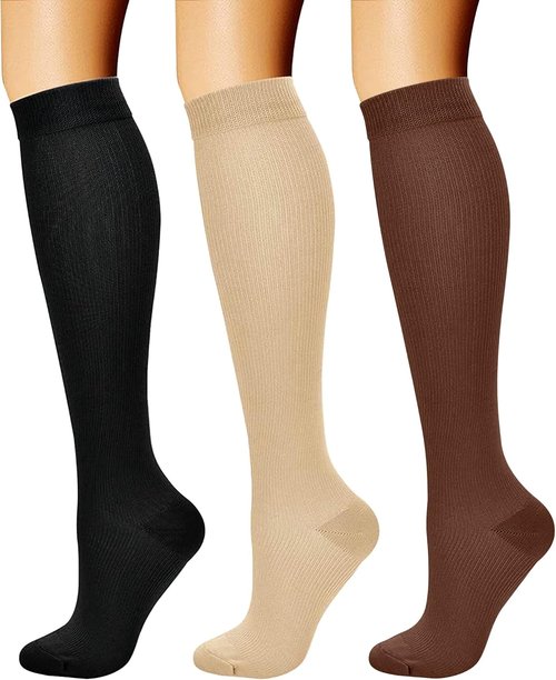CHARMKING Compression Socks - 15-20 mmHg Circulation Support for Athletic Running & Cycling (3 Pairs)