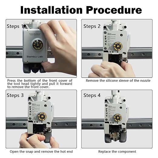 HzdaDeve 4 Pack 0.2MM 0.4MM 0.6MM A1 Mini/A1/A2L Hotend Print Head Hot End Kit