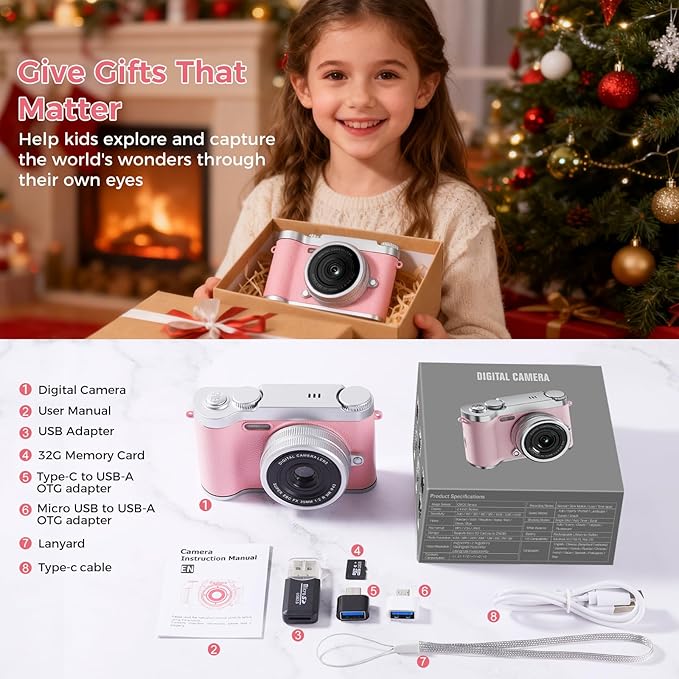 Upgrade Kids Selfie Camera, HD Digital Video Cameras