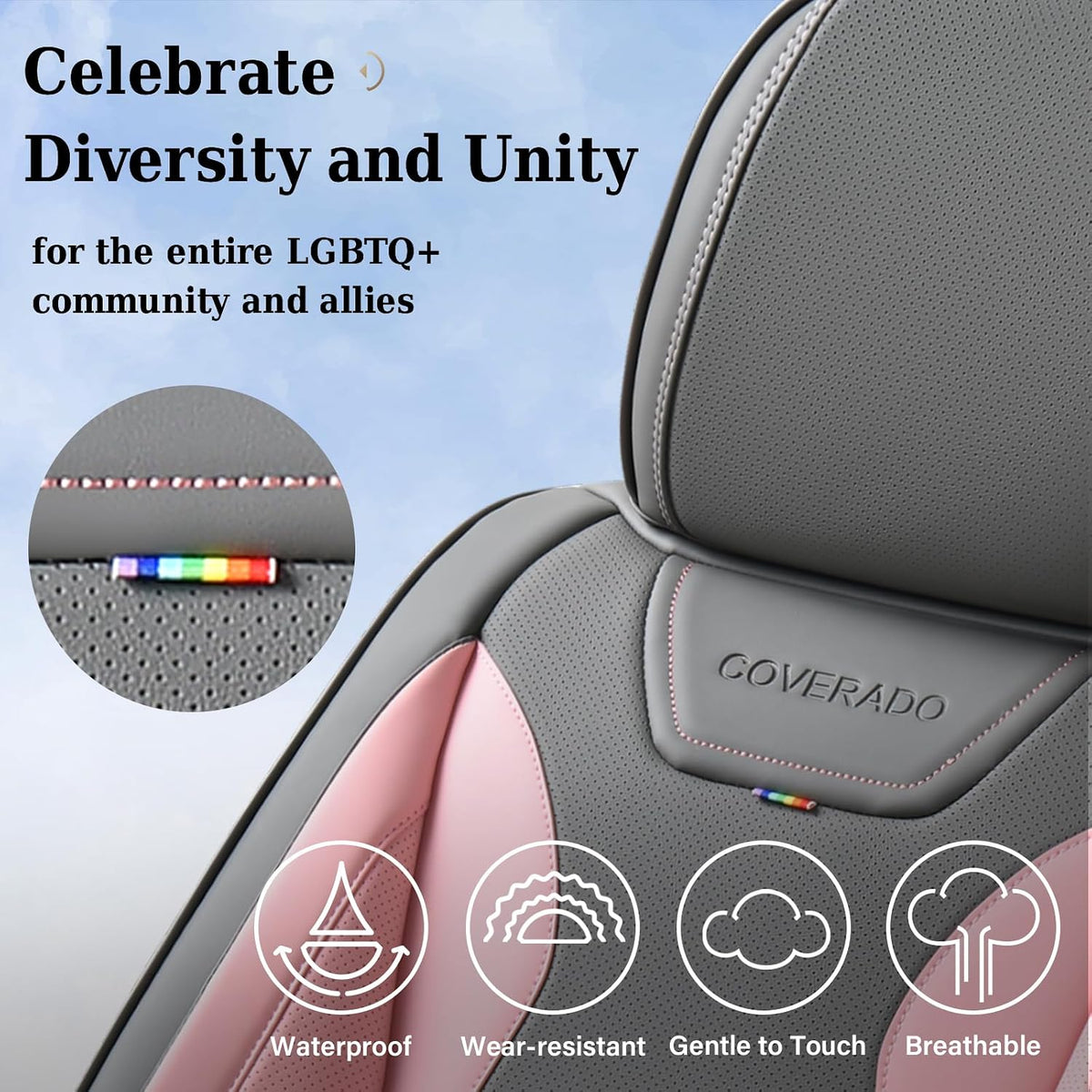 Coverado Car Seat Covers Full Set, Seat Covers for Cars, Front Seat Covers and Back Seat Cover Waterproof Leather Automotive Seat Cover, Universal Car Interior Protectors Cushion for Most Cars