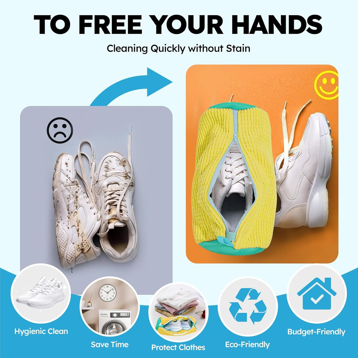 Regine Switzerland Shoe Washing Bag - Reusable Laundry Bag for Sneakers & Tennis Shoes | 2 Pcs Yellow