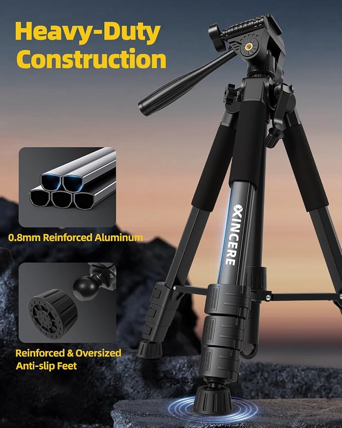 60 Inches Heavy Duty Aluminum Tripod, 0.8mm Thick Laser Level Tripod