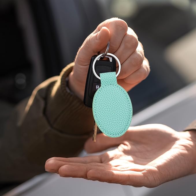 LaserGram Oval Keychain, Off Road Racer, Personalized Engraving Included (Basketball Teal)