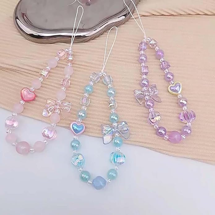Beaded Phone Charm Lanyard Strap Girly Style Fixed Beads Pearl Lanyards