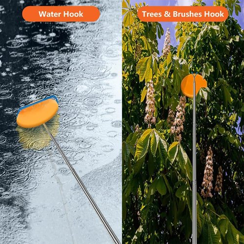 Daily Favorites DF 4-in-1 Disc Golf Retriever Pole - 16-ft Telescopic Stainless Steel, Disc Golf Disc Retriever with Hooks Suction-Cup Carry Bag - Disc Golf Accessories for Water Trees Bushes.