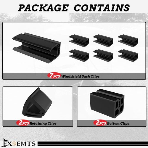 EXOEMTS Club Car Windshield Retaining Clip Kit, Golf Cart Windshield Mounting Sash Short Clip for Club Car DS 1982-2000 & 2005-up/YAMAHA, Fit 1"x1" Struts Tube, PVC, Replace OEM# 101444101 102005801
