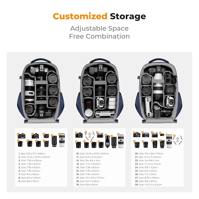 K&F CONCEPT Camera Backpack, Hardshell Photography DSLR Camera Bag
