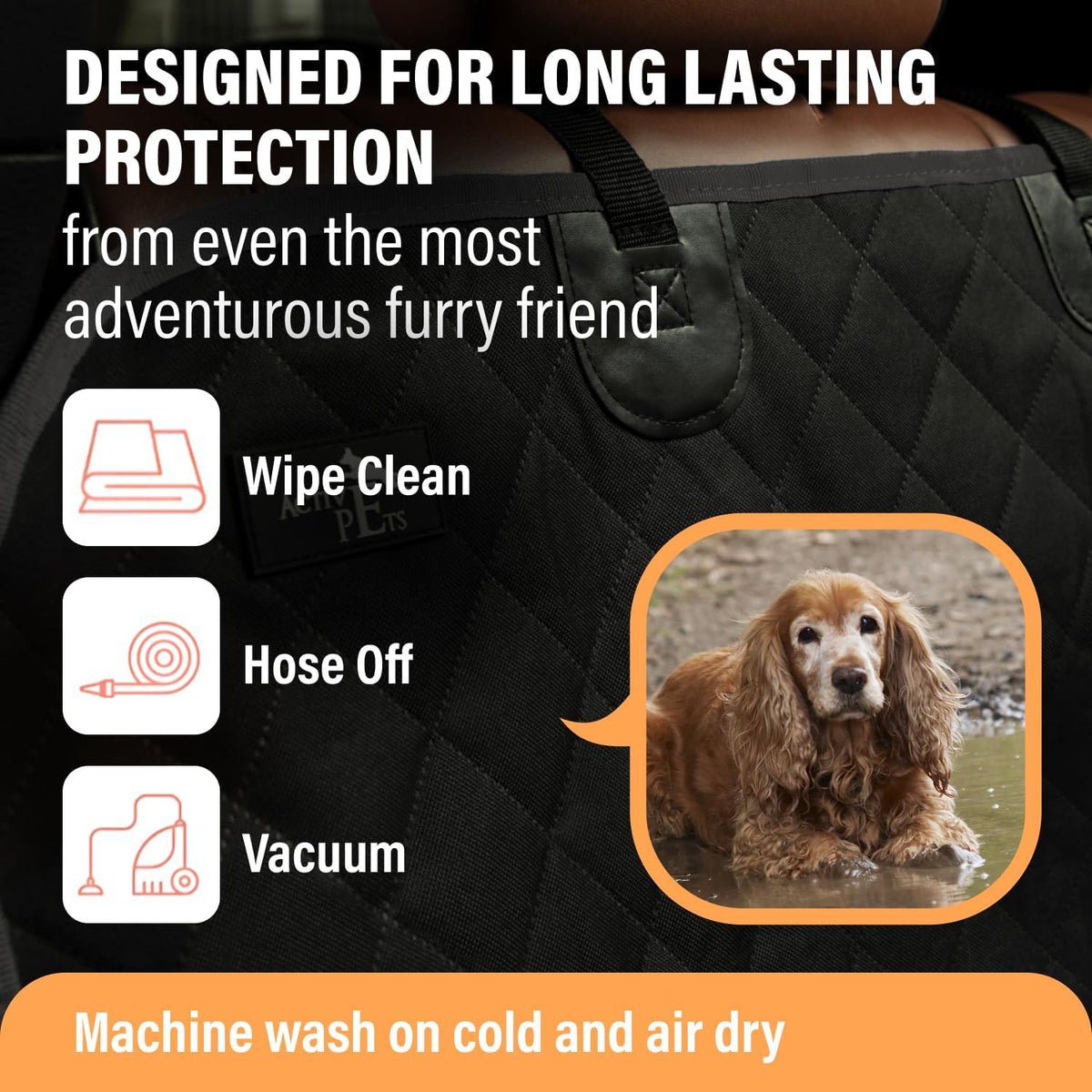 Active Pets Pink Standard Dog Car Hammock Back Seat Cover, Waterproof Backseat Cover Protector for Truck Bench Rear of Sedans or SUVs, Essential Pet Supplies Vacuum or Wipe Clean, Machine Washable
