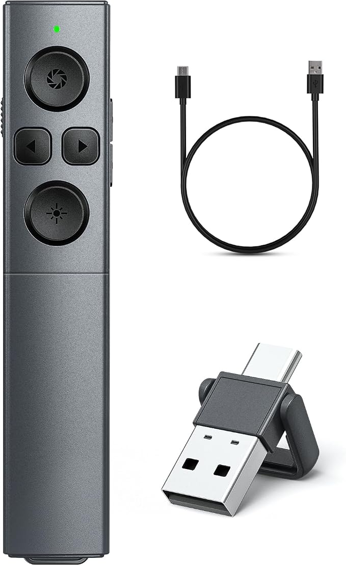 2 in 1 USB Type C Presentation Clicker, Rechargeable Presentation Clicker