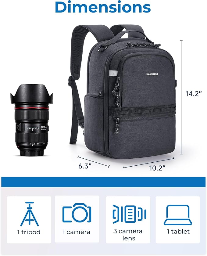 BAGSMART Camera Backpack, DSLR SLR Small Camera Bags