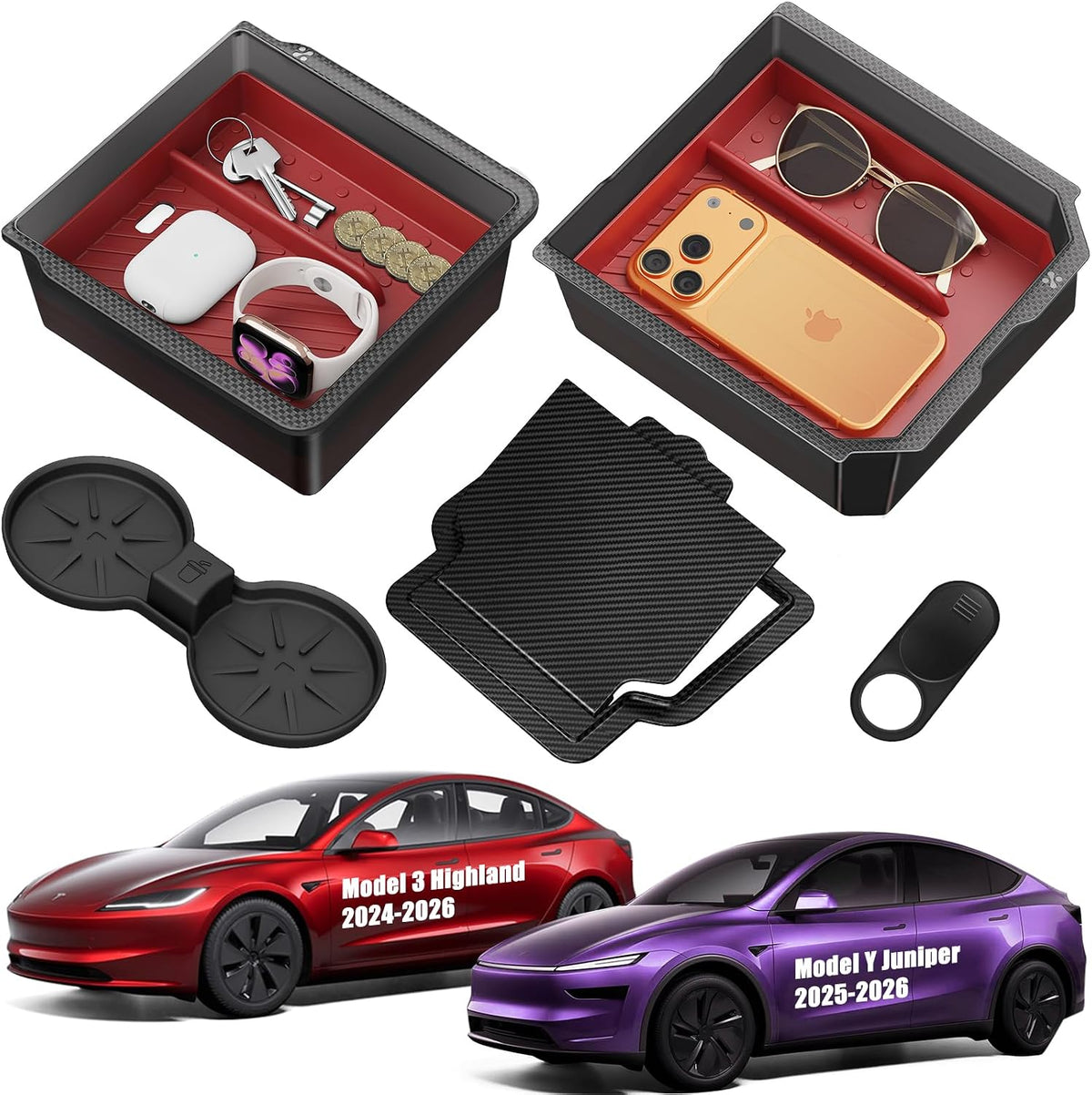 Center Console Organizer Tray for Tesla Model Y Accessories 2026-2025