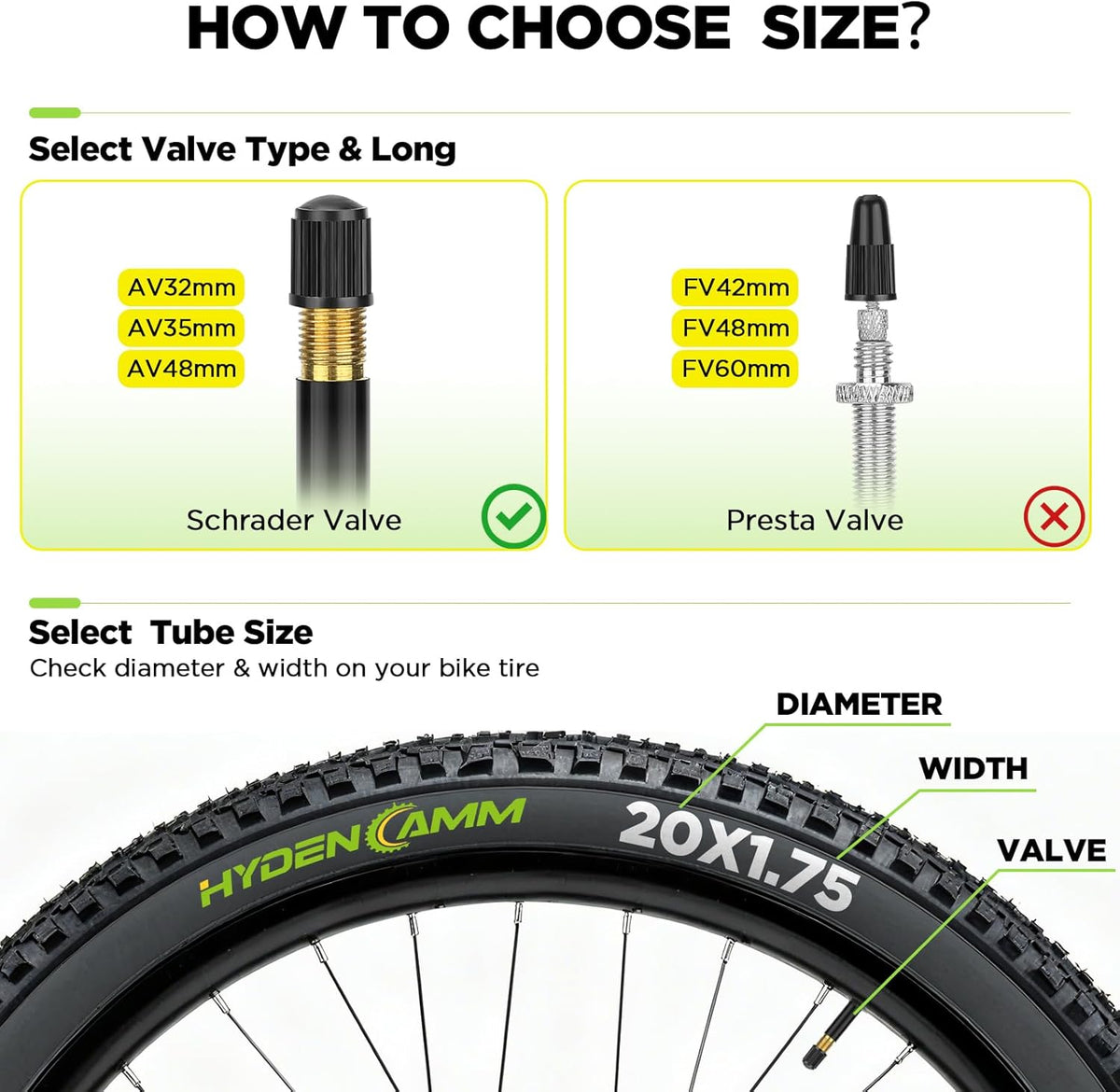 Skiennix Bike Tube Set - 2 Pack 20/26" Inner Tubes with 35mm Schrader Valve & 2 Levers | Compatible with MTB, Cruisers, Road Bikes