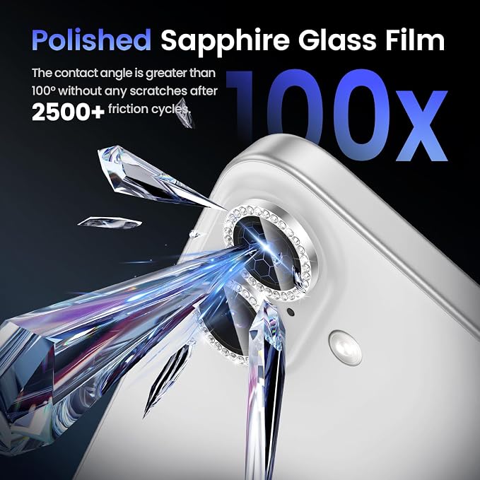 Tensea for iPhone 16 / iPhone 16 Plus Camera Lens Protector, 9H Tempered Glass