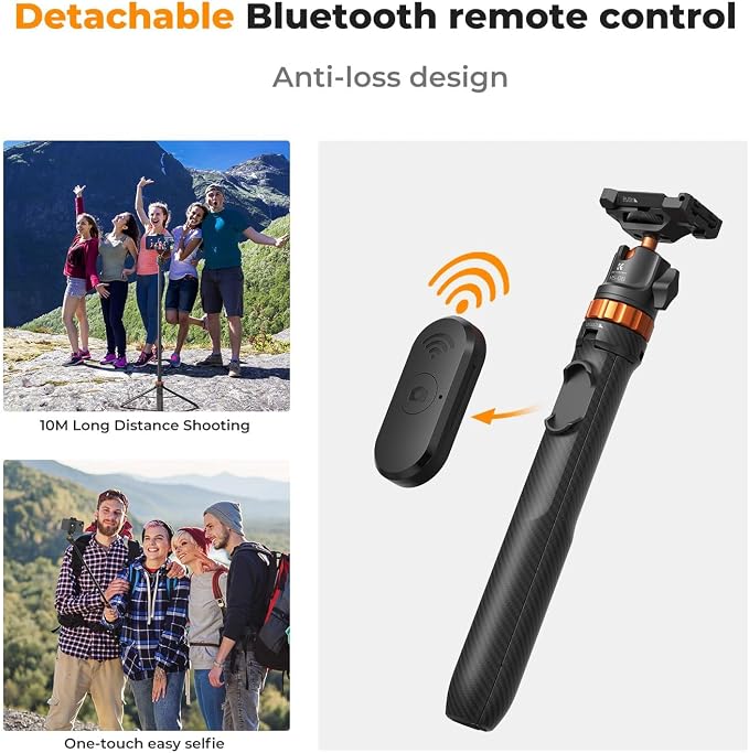 K&F CONCEPT MS08 62'' Phone Selfie Stick Tripod, 2-in-1 Extendable Cell Phone
