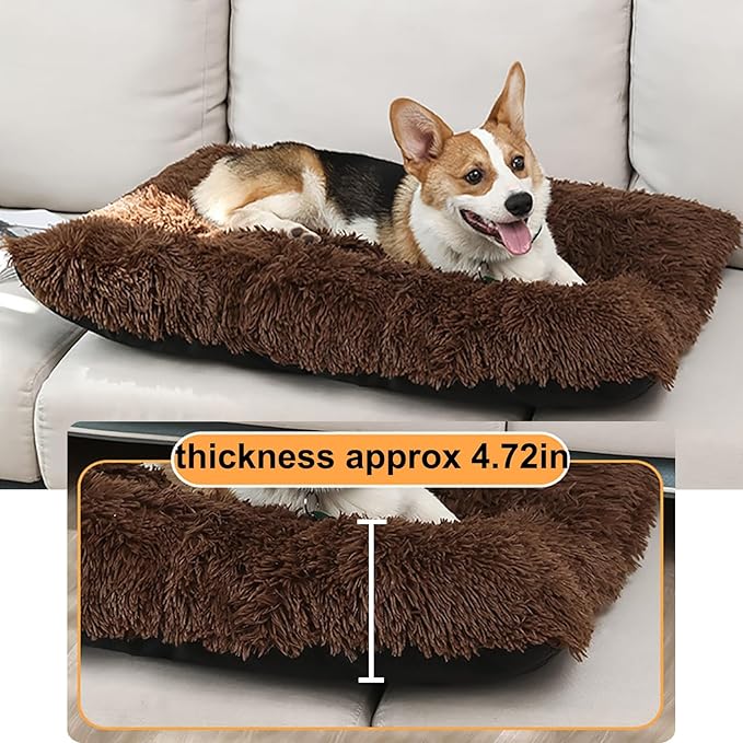 Dog Crate Mat, Dog Bed for Large Dogs, Comfy Fluffy Kennel Pad Anti-Slip for Dog beds & Furniture, Quilted Dog Bed for Pets for Medium/Small Dogs Cats (Color : Coffee, Size : 43x29)