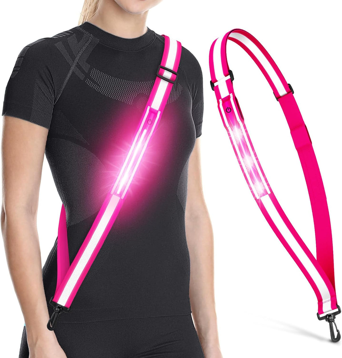 Ylzzrs LED Reflective Belt - High Visibility Safety Gear for Night Walkers | Rechargeable for Men, Women & Kids