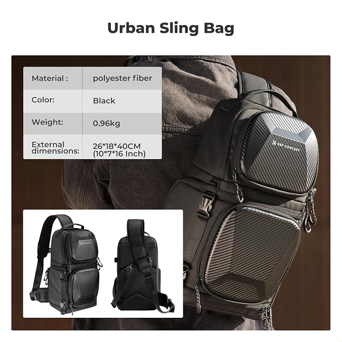 K&F CONCEPT Camera Sling Bag Crossbody Bag Hardshell Camera Shoulder Backpack