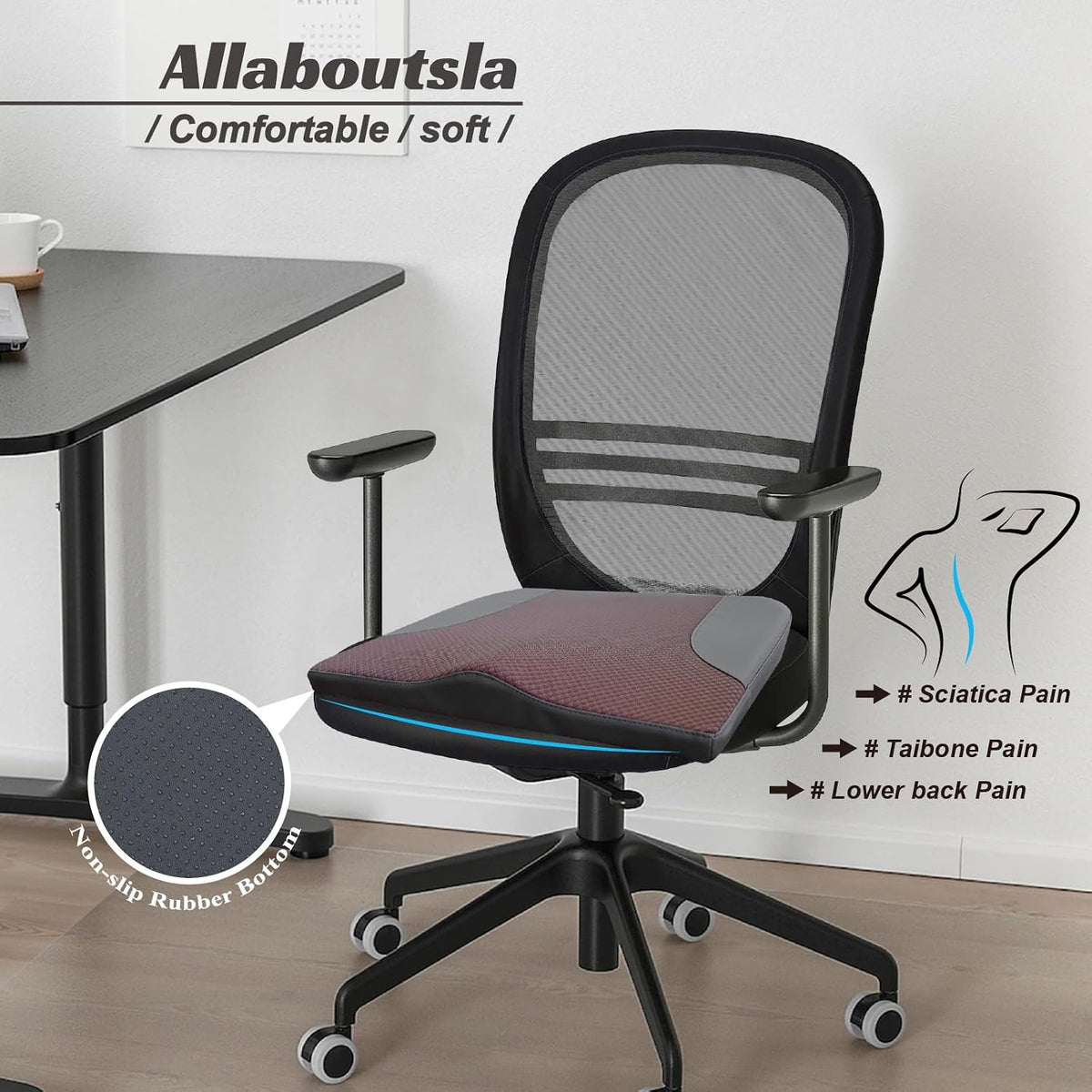 Allaboutsla Car Seat Cushion, Car Seat Cushions for Long Driving | Comfortable Memory Foam Driver Seat Cushion, Automotive Seat Cushions, Butt Pillow for Car,Truck, Office Chair, Brown