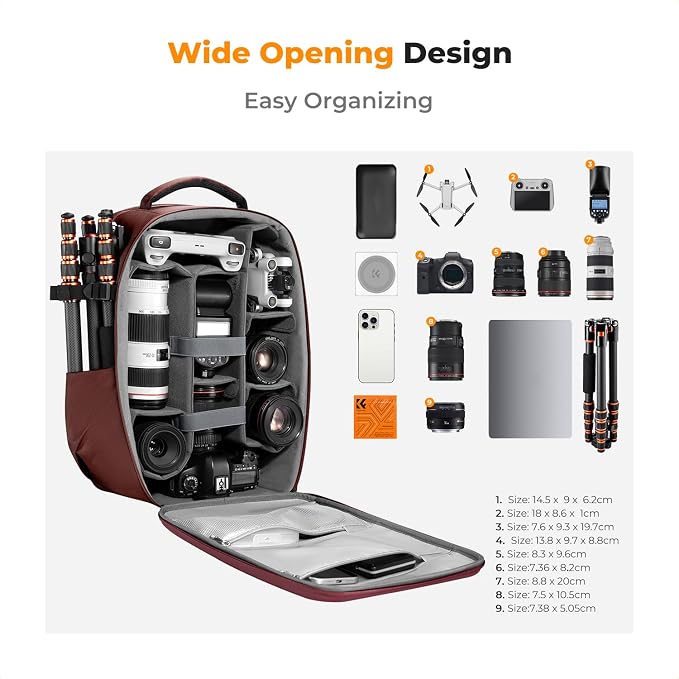 K&F CONCEPT Camera Backpack, Hardshell Photography DSLR Camera Bag