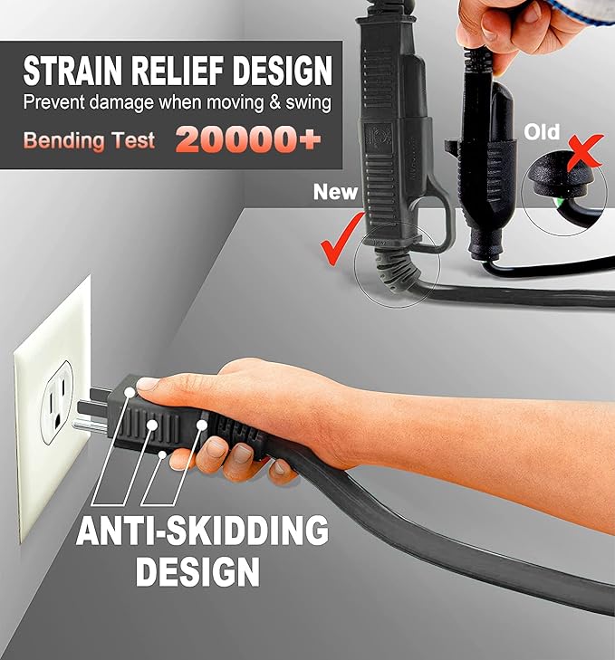 HUANCHAIN Indoor Outdoor Black Extension Cord 60 ft Waterproof, 16/3 Gauge Flexible Cold-Resistant Appliance Extension Cable Outside, 10A 1250W 16AWG SJTW, 3 Prong Electric Cord, ETL