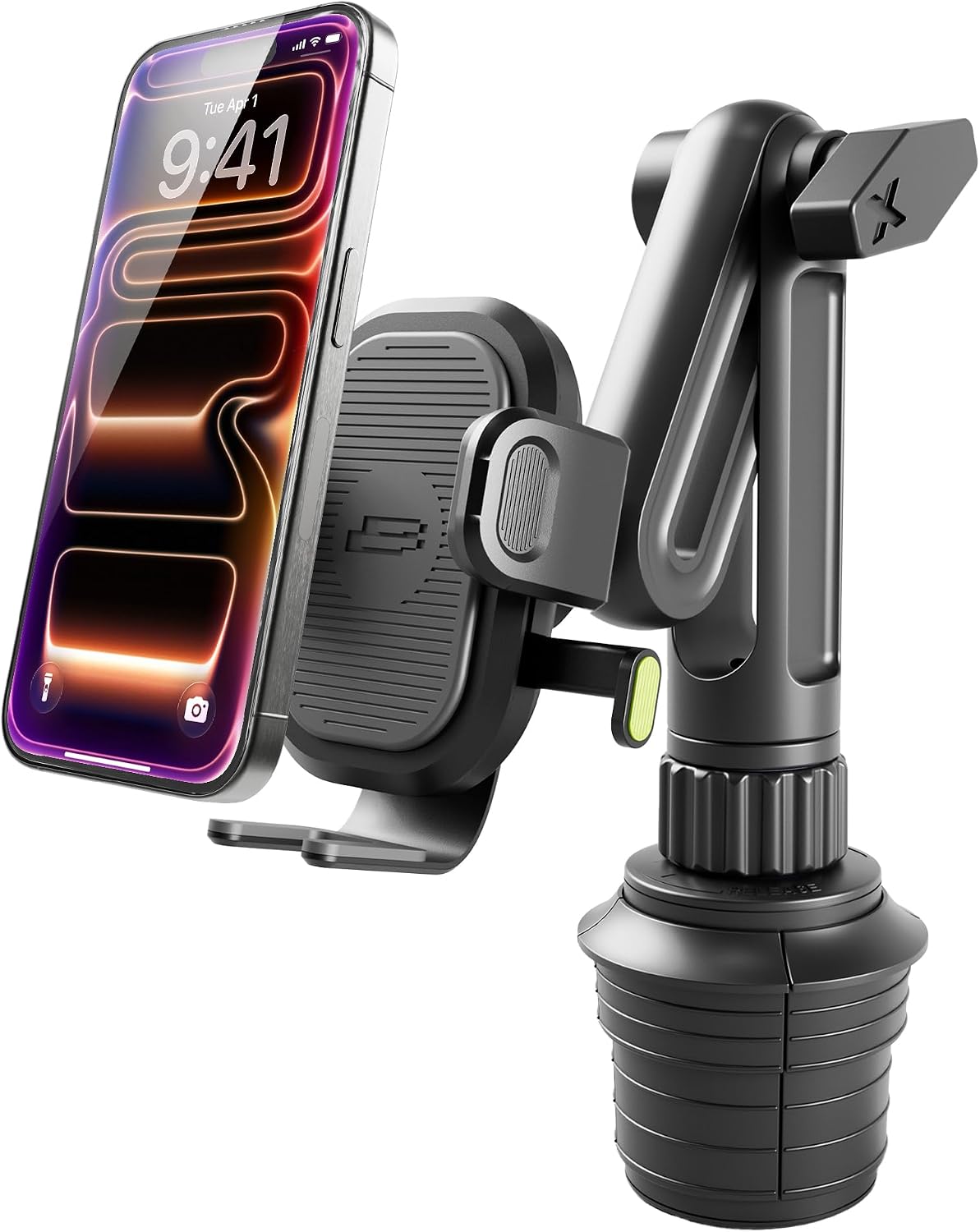 Bracketron OneClick Cup Phone Holder for Car, 360° Rotation Expandable Base