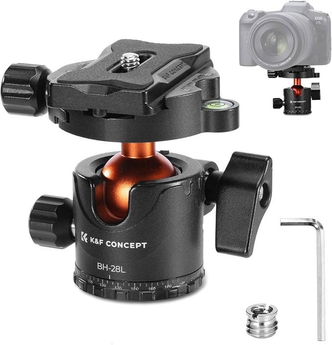 K&F CONCEPT Professional 28mm Metal Tripod Ball Head 360 Degree Rotating