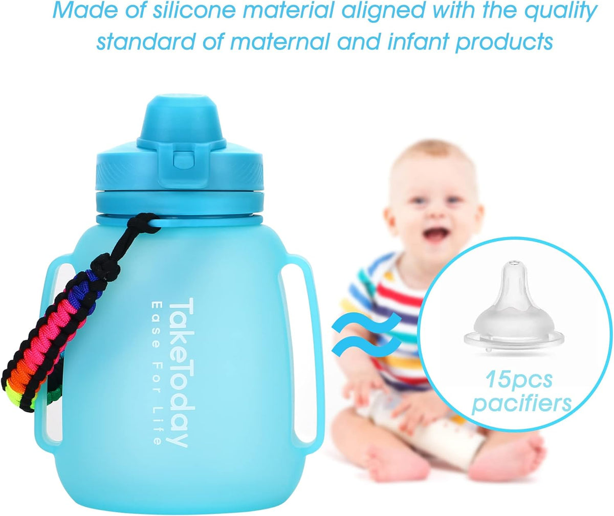 TakeToday Collapsible Water Bottle - 40 OZ Motivational Jug with Straw | Leakproof Silicone Design for Yoga & Outdoors