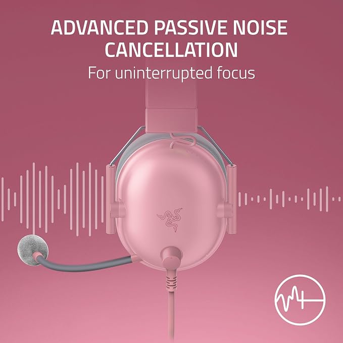 Razer BlackShark V2 X Wired PlayStation Gaming Headset, Pink | 50mm Drivers, Cardioid Mic, Lightweight, Comfortable Noise Isolating Earcups, For PS5, Xbox Series X, PC, Switch, 3.5 mm Jack