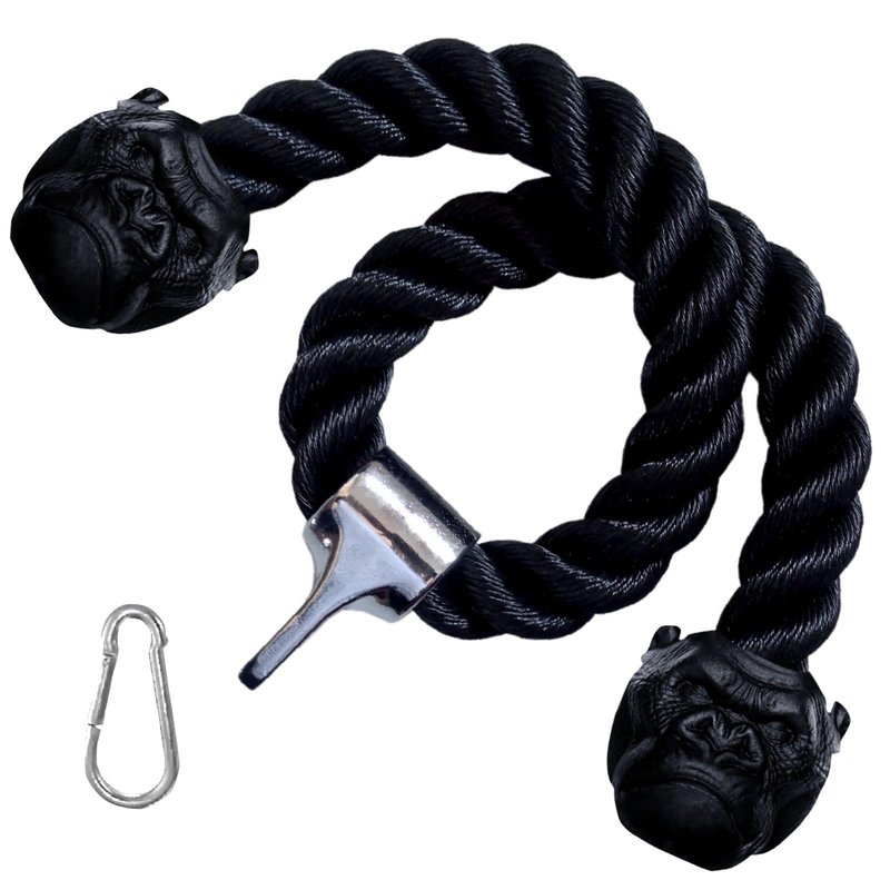 Trained Tricep Rope Pull Down Cable Gorilla Gripz, 27 Inch Rope Length, Easy to Grip & Non-Slip Cable Attachment for Gym Workout Exercise