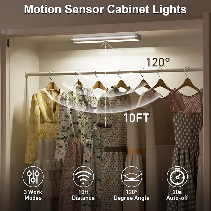 Under Cabinet Lighting,Rechargeable Motion Sensor Light Indoor Night Lights with Remote,58LED RGB under cabinet lights Bar,15Colors Wireless Under Counter Light Closet Lights for Kitchen,Stair