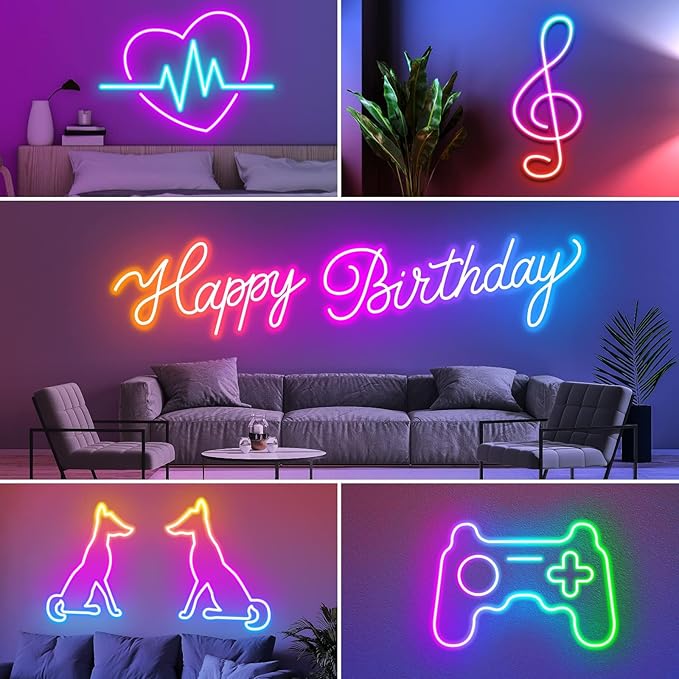 LETIANPAI 15Ft Neon Rope Lights,Flexible Led Rope Lights Control with App/Remote,Multiple Modes Music Sync Gaming RGB Led Neon Lights for Bedroom Outdoor