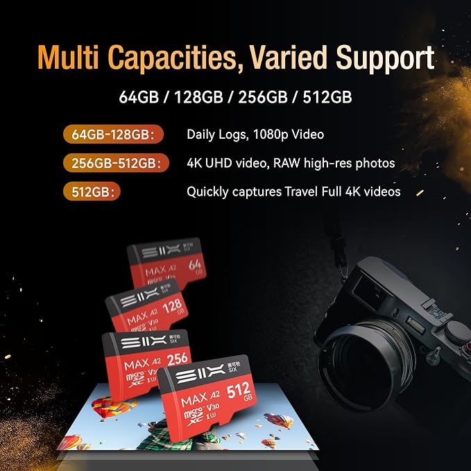 SIX M200 512GB Micro SD Card Read Up to 190MB/s
