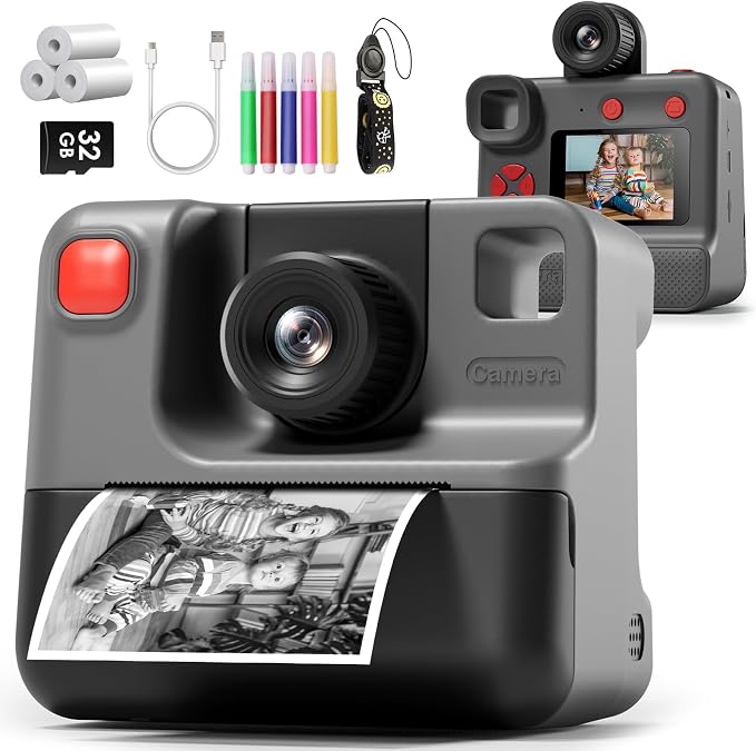 Instant Print Camera for Kids, 1080P Kids Instant Cameras, HD Digital Video