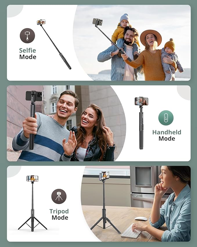 Sensyne 68" Phone Tripod & Selfie Stick, Lightweight All in One Phone Tripod