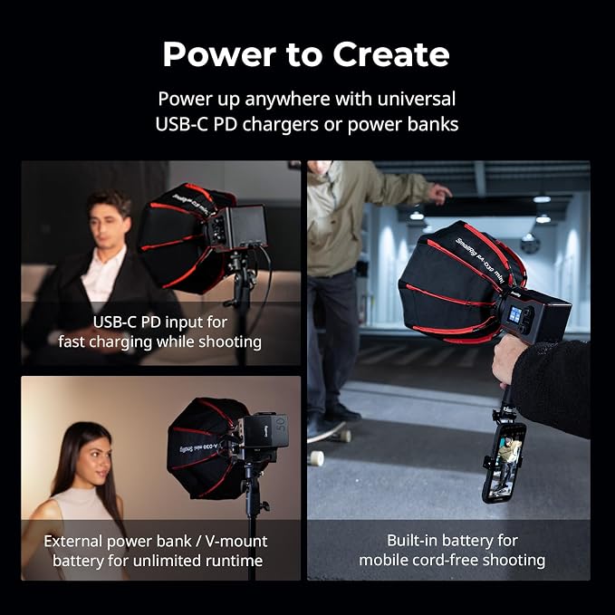 SmallRig RC 60B COB Video Light, 49Wh Battery 45min Runtime, 63W 11200lux CRI