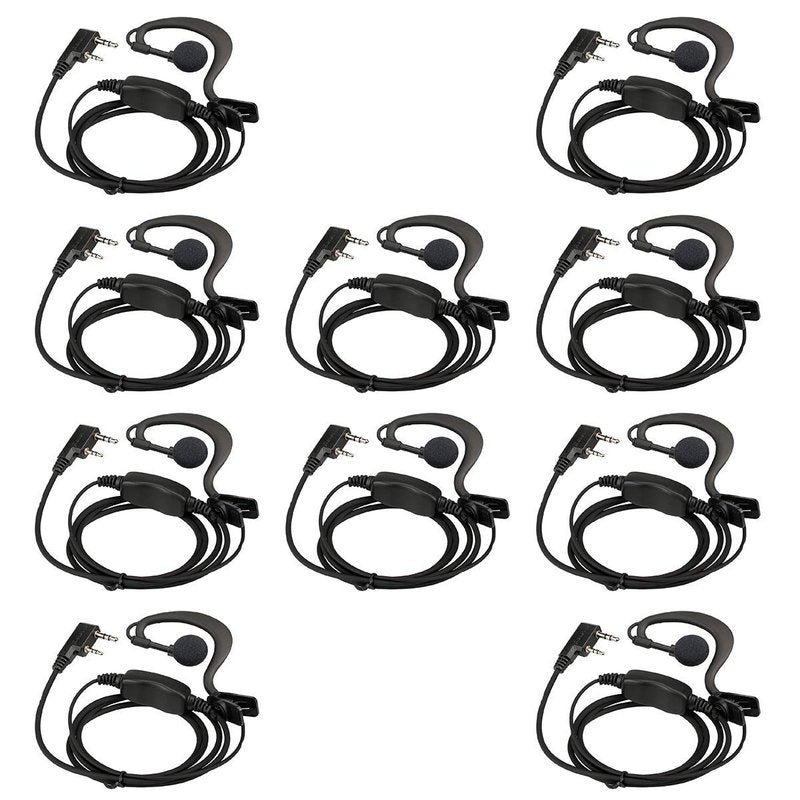 Retevis Case of 10, Two Way Radio Earpiece with Mic Single Wire Earhook Headset for RT22 RT21 RT68 RT68H H777 H777H RT86A RT86S, Compatible with Pxton, Baofeng BF-888S/BF-T26, Kenwood Walkie Talkies