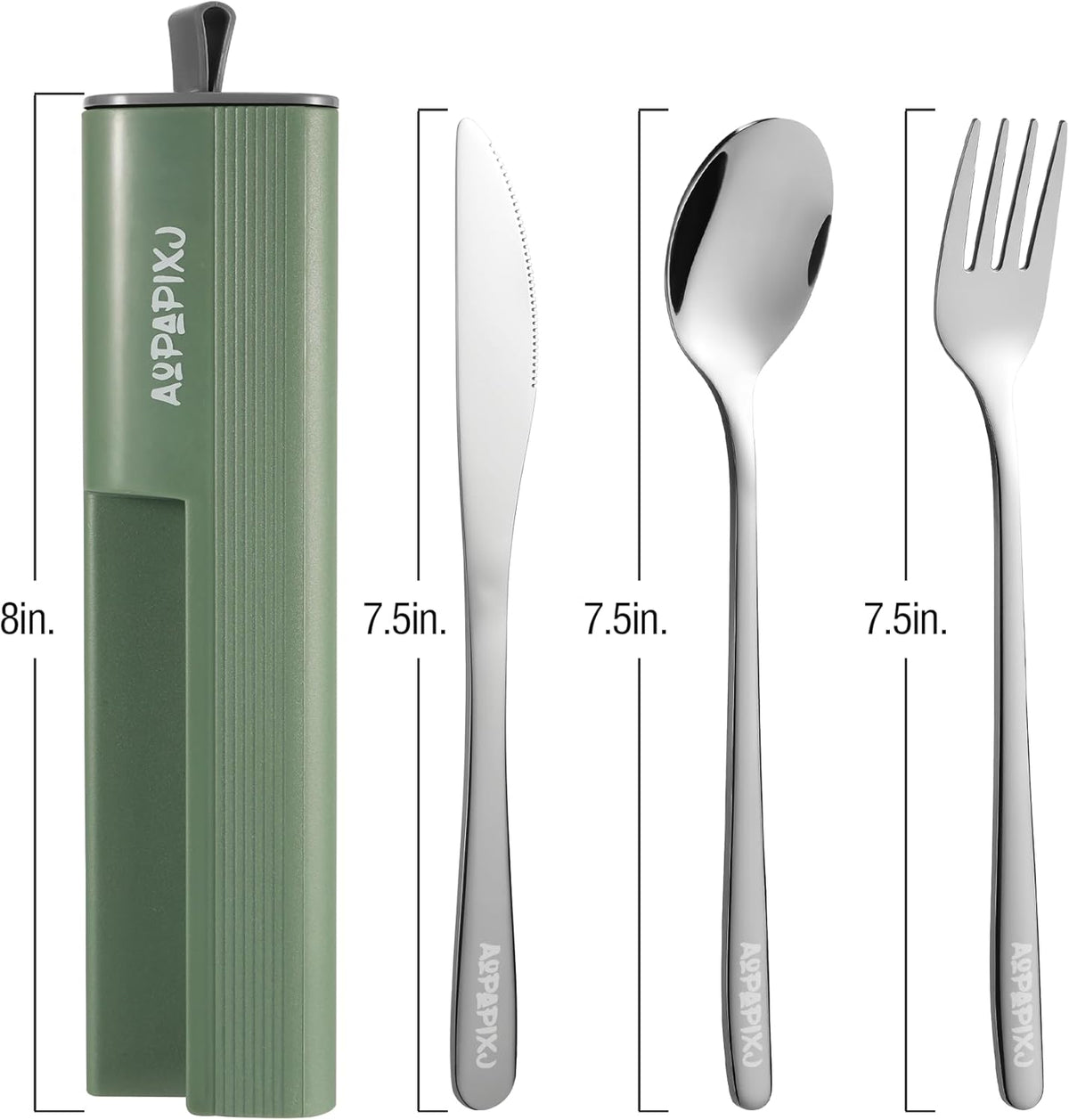 Skiennix Reusable Stainless Steel Utensils Set - Portable Flatware Kit with Case & Phone Stand for Travel, Camping, Outdoor Activities